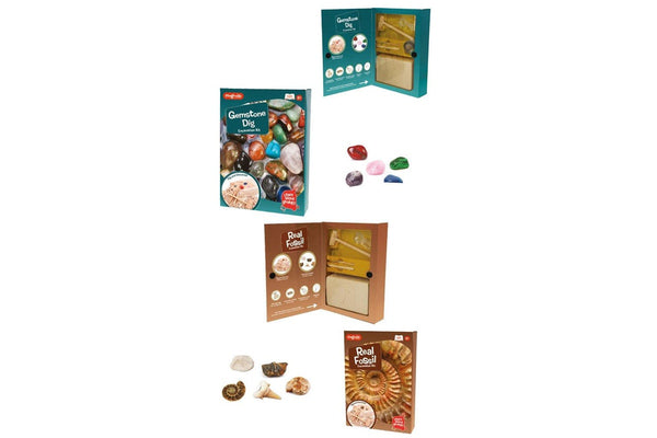 2pc Magnoidz Fossil Dig Kit & Gemstones Dig Excavation Kit Kids Science Toy 6y+