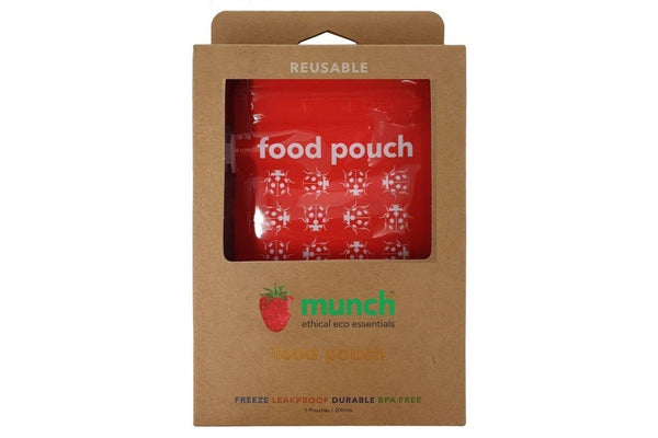 Munch: Reusable Food Pouch - Red (5 Pack)