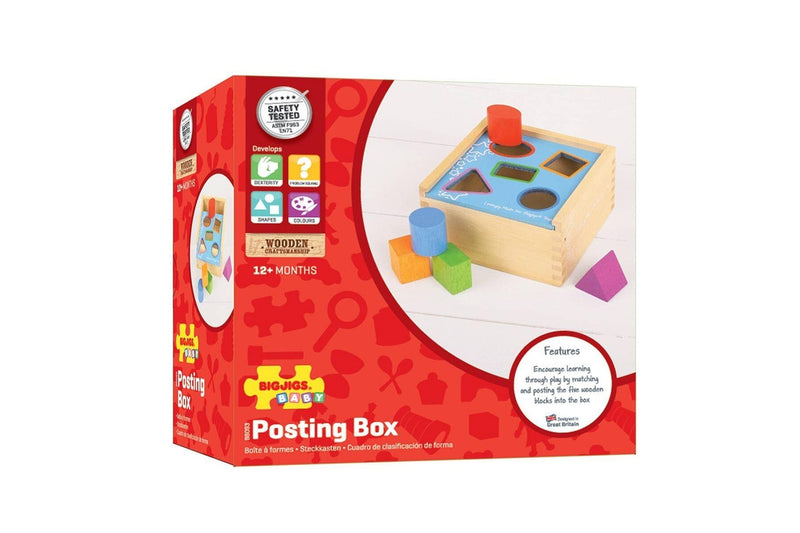 6pc Bigjigs Toys Posting Box Wooden Toy Kids Fun Sensory Activity Play 12m+