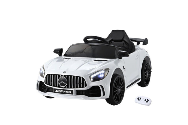 Kids Electric Ride On Car Mercedes-Benz AMG GTR Licensed Toy Cars Remote White