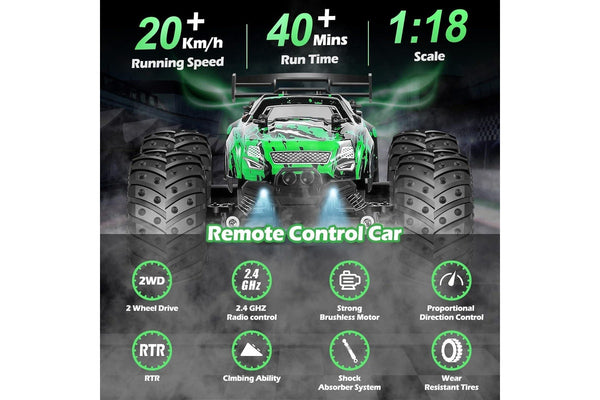 RC Car Monster Truck 1,18 2WD 2.4GHz 20Km/h LED Headlight