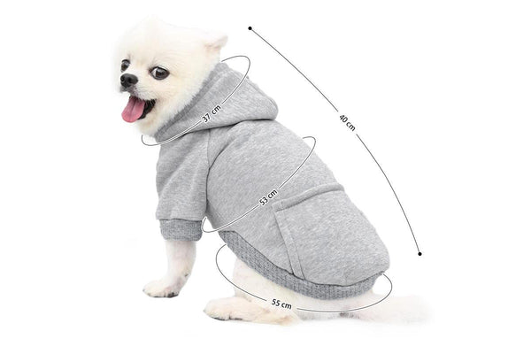 PETSWOL Dog Hoodie with Pocket - Grey, XL