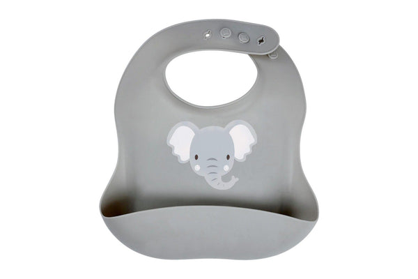 2x Splosh Baby Elephant Silicone Feeding Bib Adjustable Food Catcher 24cm GRY 0+