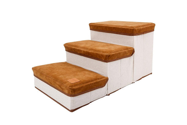 3 Layer Pet Stairs and Storage Box (Brown)