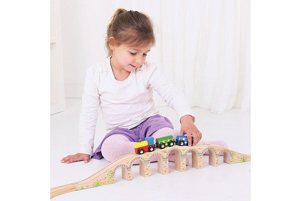 Bigjigs Rail 69.5cm Railway Viaduct Kids Children Wooden Toy Train Accessory 3y+