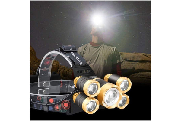 Outdoor Lighting Fishing Lamp 12000 Lumen Ultra Bright 5 T6 Led Headlight Usb Rechargeable Flashlight 4 Modes Waterproof Zoomable Work For Outdoors Ho