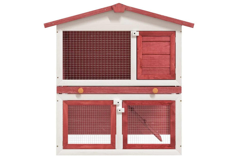 Outdoor Rabbit Hutch 3 Doors Red Wood vidaXL