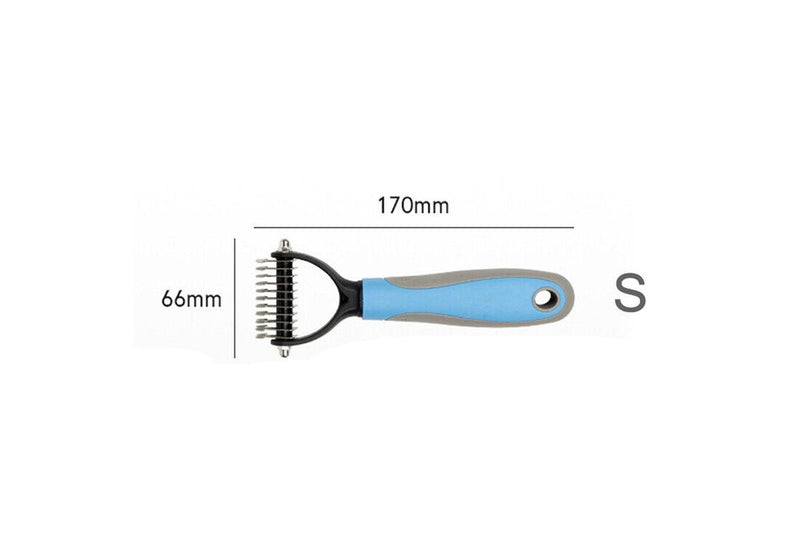 Ozstock 1Pcs Pet Cat Dog Double-sided Knotted Comb Stainless Steel Brush Cleaning Tool blue small