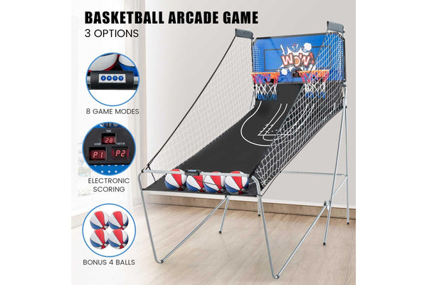 Costway Foldable Basketball Arcade Game Double Shooting Machine 4 Players w/8 Playing Modes&4 Balls