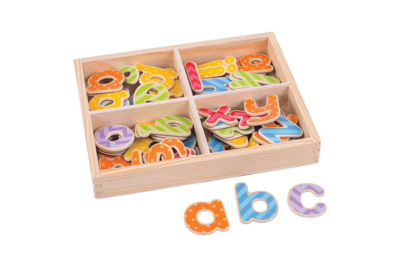 63pc Bigjigs Toys Magnetic Lowercase Letters w Wooden Tray Kids Play Toy 3+