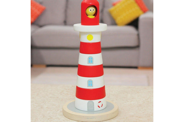 8pc Indigo Jamm 24.5cm Lighthouse Stacker Kids Educational Wooden Play Toy 18m+