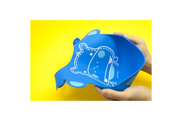 Marcus & Marcus Baby Bib Lucas Hippo Soft Silicone w Crumb Catcher 6m+ Blue