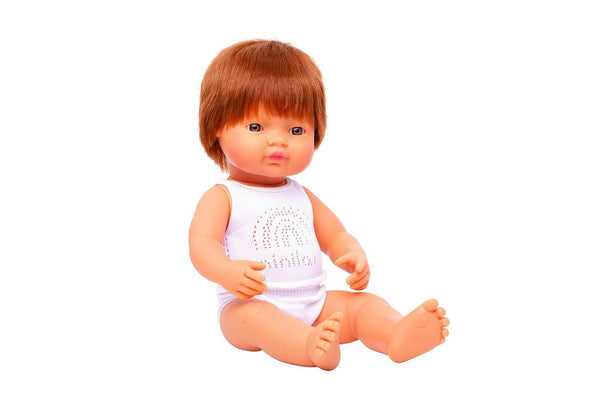 Miniland Baby Doll Caucasian Redhead Boy 38cm Kids Fun Pretend Play Toy 10m+