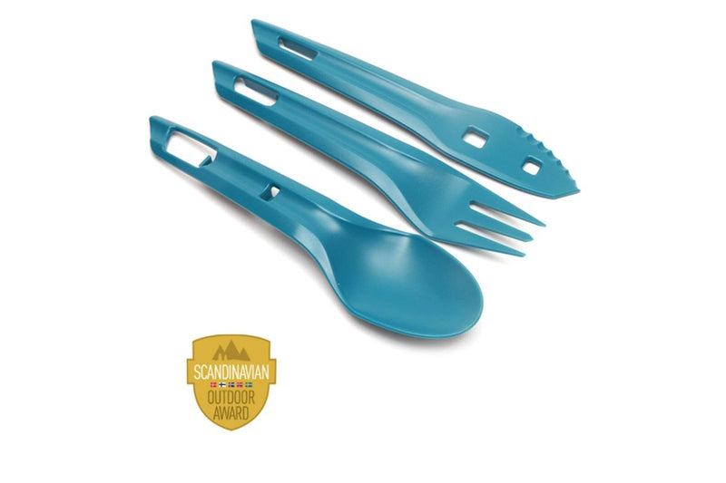 Wildo Ocy Chow Outdoor Cutlery Kit Spoon Knife Fork Camping Utensils Azur Blue