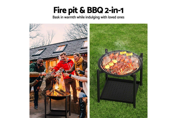 2-in-1 Outdoor Fire Pit BBQ Grill