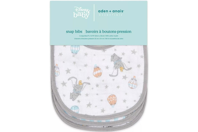 Aden + Anais: Disney Classic Snap Bib Set - Dumbo New Heights (3 Pack)