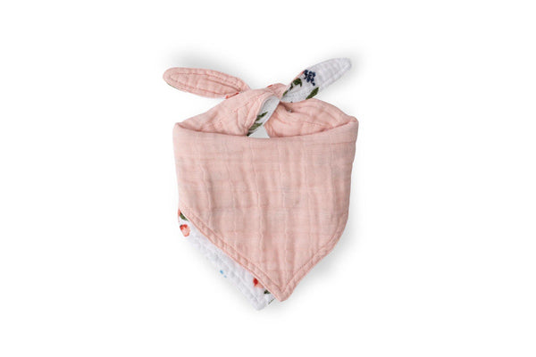 Little Unicorn: Reversible Muslin Bandana Bib - Watercolour Roses