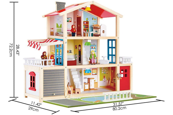 29pc Hape 80cm Doll Family Mansion Realistic House Kids Activity Wooden Toy 3y+