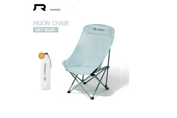 Enlarged Moon Chair for Outdoor Camping Fishing Picnic Sky Blue