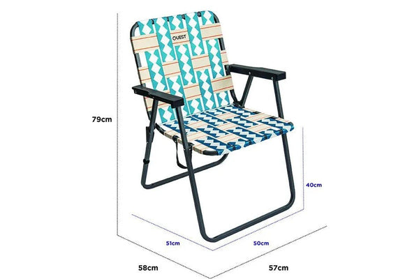 Quest Cocomo 79cm Foldable Beach Mid Chair w Armrests Outdoor Camping Picnic