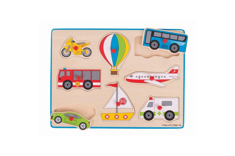 8pc Bigjigs Toys 30cm Lift Out Puzzle Transport Plane Bus Car Wooden Toy 3y+