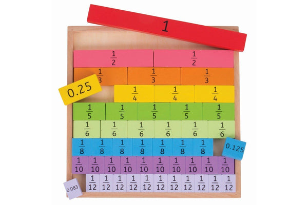 51pc Bigjigs Toys Wooden 30cm Fractions w Tray Math Number Solving Kids Toy 3+