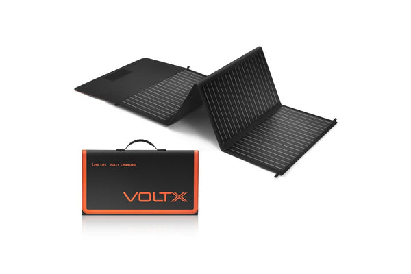 VoltX 12V 100W Mono Solar Blanket Folding Solar Panel Kit Portable Camping 23.5% High Coversion Rate Advanced PERC Grade-A Monocrystalline Cell ETFE Coating Folding Storage Design Juction Box With USB Port