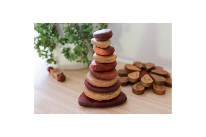 10pc In-wood Stacking Stones Kids Children Fun Play Focus & Balance Toy 3y+