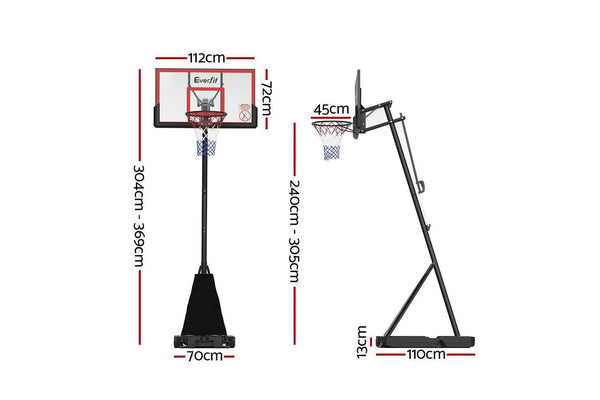 Everfit 3.05M Basketball Hoop Stand System Adjustable Height Portable Red Pro