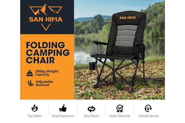 San Hima Folding Camping Chair Outdoor Portable Thick Padding With Storage Bag