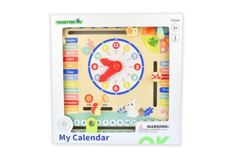 Tooky Toy My Forest Friend Kids Wooden Calendar With Adjustable Tabs 3Y+