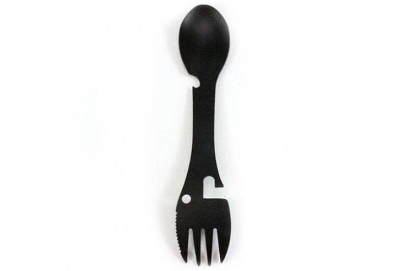 Multifunctional Stainless Steel Fork And Spoon Black Camping Cooking Utensils