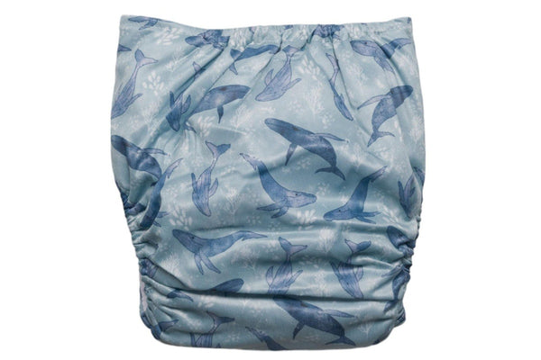 Nestling: Sassy SIMPLE Nappy Complete - Whales (One Size)