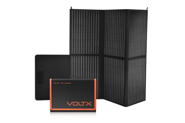 VoltX 12V 200W Mono Solar Blanket Folding Solar Panel Kit Portable Camping 23.5% High Coversion Rate Advanced PERC Grade-A Monocrystalline Cell ETFE Coating Folding Storage Design Juction Box With USB Port