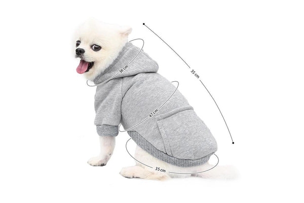 PETSWOL Dog Hoodie with Pocket - Grey, Large