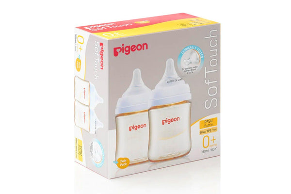 2pc Pigeon SofTouch Anti-Colic Baby Newborn Feeding Milk Bottle PPSU 160ml 0m+