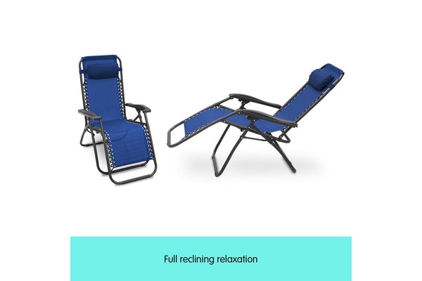 Wallaroo Gravity Reclining Deck Lounge Sun Beach Chair Outdoor Folding Camping Grey Camping Chairs