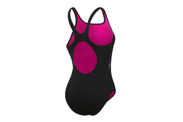 Speedo Womens/Ladies Hyperboom Placement Muscleback One Piece Swimsuit (Black/Pink) (40 in)