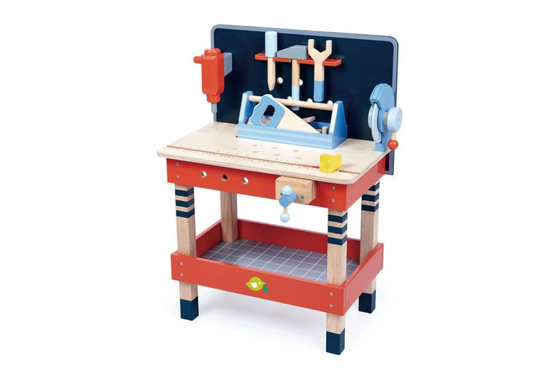 Tender Leaf Toys 51cm Tool Bench Hammer Screwdriver Wooden Toy Set Kids 3y+