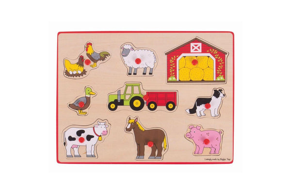 2PK Bigjigs Toys 30cm Farm & Transport Lift Out Kids Play Puzzle Toy Combo 3y+