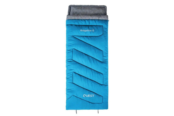 Quest Ridgeline 220cm 0C Sleeping Bag w Carry Bag Outdoor Camping Hiking Blue