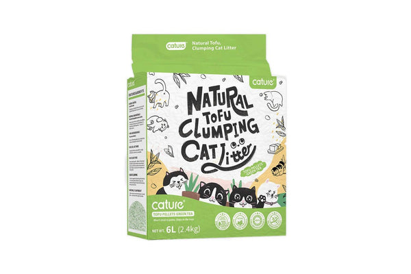 2x Cature 6L 2.4kg Natural Tofu Clumping Cat Litter Pellets Green Tea Flushable