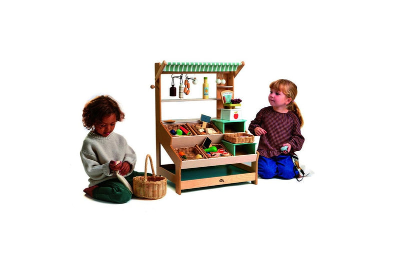 Tender Leaf Toys 57cm General Store Stand Wooden Toy Pretend Play Set Kids 3y+