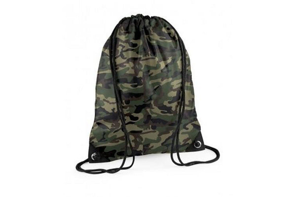 Bagbase Premium Gymsac Water Resistant Bag (11 Litres) (Pack Of 2) (Jungle Camo) (One Size)