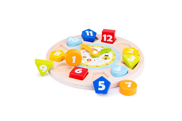 New Classic 22cm Toys Puzzle Clock Kids Learning Educational Wooden Toy 2y+