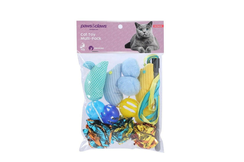 3x 13pc Paws& Claws Essential 12.5cm Multi-Pack Cat Interactive Play Animal Toy