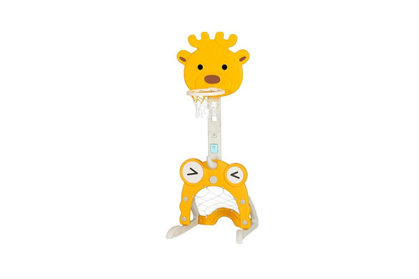 Keezi Kids Basketball Hoop Stand Adjustable 5-in-1 Sports Center Toys Set Yellow