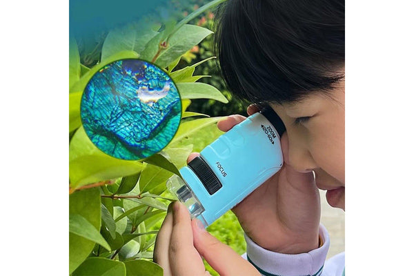 60X-120X Pocket Kids Microscope Portable Handheld Miniscope Blue