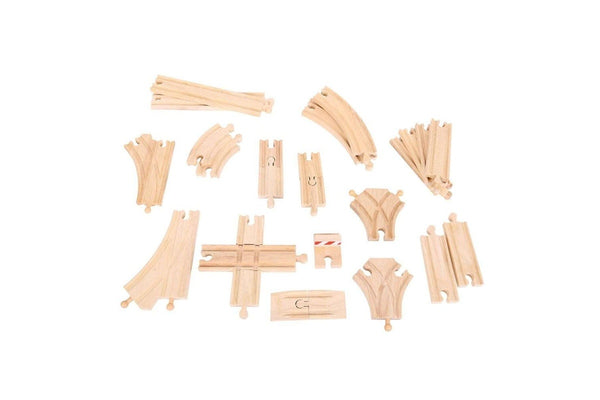 25pc Bigjigs Rail Low Level Track Expansion Pack Wooden Toy Railway Accessory 3+