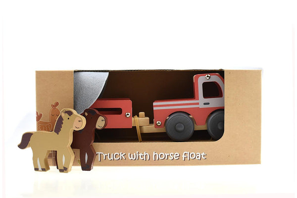 Kaper Kidz Wooden Truck With Horse Float Pretend Play Kids Children Toy Set 3+